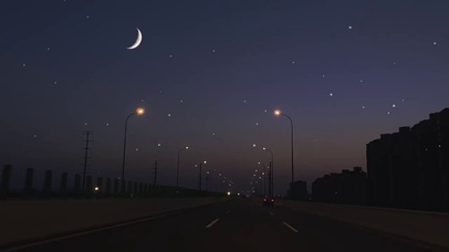 满天星城市夜晚道路