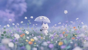 小清新鲜花猫咪