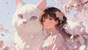 古风女孩与猫咪