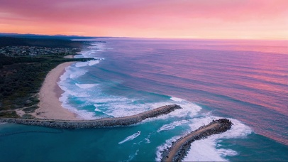 唯美夕阳海滩海浪