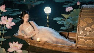 荷塘月色 美女莲花