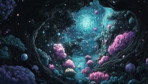 神秘唯美星空森林树洞