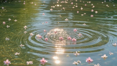 水面落英
