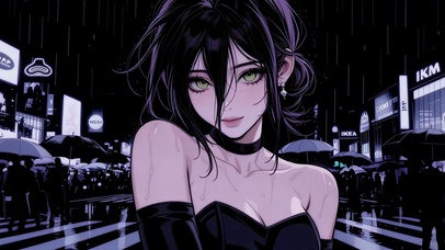 雨夜街头冷艳少女-蕾塞