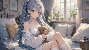 柔光双辫少女・卧室中的甜美小憩