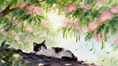 春天屋顶猫咪