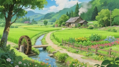 乡村治愈风景插画