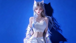 蓝调光影猫系少女
