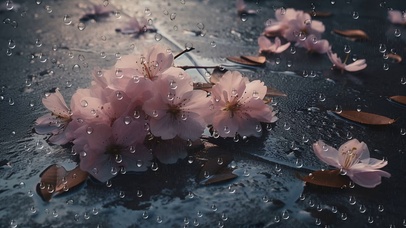 唯美雨中花花