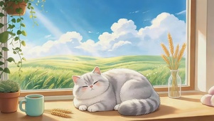 治愈系窗畔懒猫