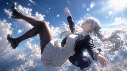 云端坠落的银发二次元美少女