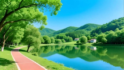 绿色清新山水小路