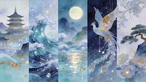 碧浪揽月金凤踏星河万顷