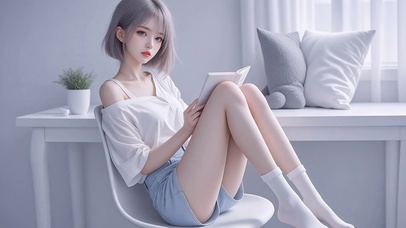 清新短发美女