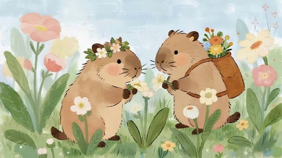 采花的卡皮巴拉