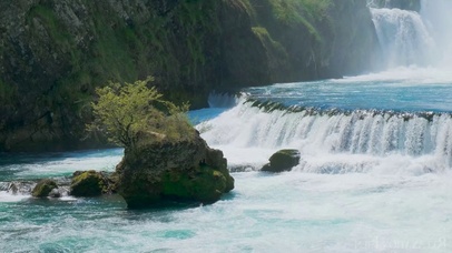 慢镜头山水瀑布河流