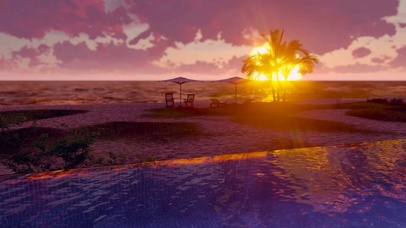 夕阳下休闲海滩