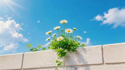 墙头鲜花