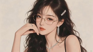 可爱眼镜女孩