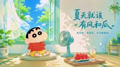 蜡笔小新夏日有风有瓜