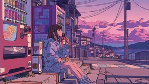 黄昏下的少女