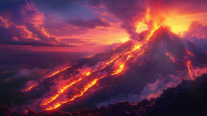 宏伟落日火山