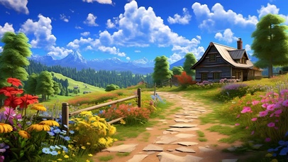 唯美的小屋外风景