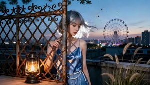 摩天轮下的黄昏・短发少女