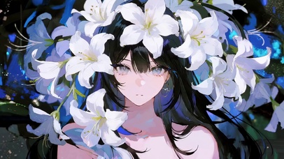 鲜花下女孩