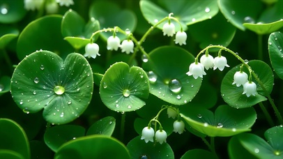 清晨露珠铃兰花
