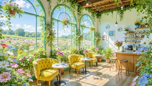 护眼清新绿色咖啡馆