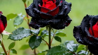 雨天花朵带鱼屏