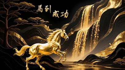 鎏金山水 马到成功