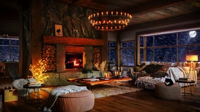 冬夜暴风雪客厅