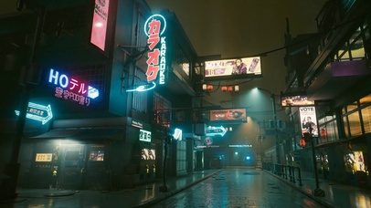 赛博朋克雨夜街道