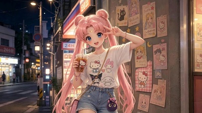 街头可爱月野兔