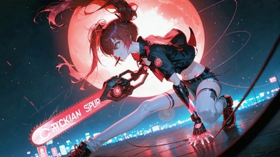 赛博朋克红发战斗美少女