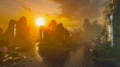 落日余晖山水之间