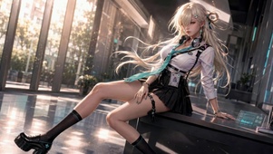 都市窗边金发二次元美少女