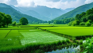 绿色护眼清新田园山水