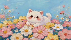 鲜花小猫咪