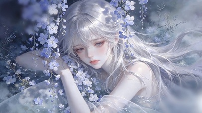 唯美梦幻紫藤花少女