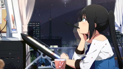 发呆女孩(动漫动态壁纸) - 动态壁纸下载 - 元气壁纸