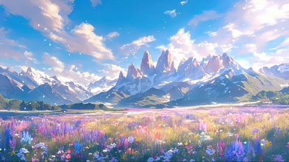 蓝天阳光梦幻草原花海