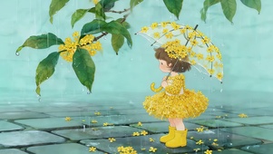 雨天桂花女孩
