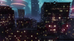 未来城市下雨