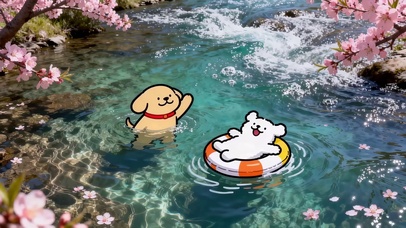 溪水中的线条狗