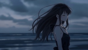 海边夜晚少女