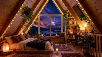 星夜木屋阁楼