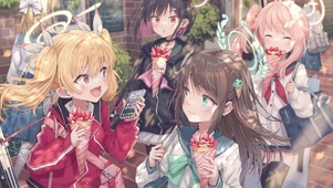 可爱街上游玩少女